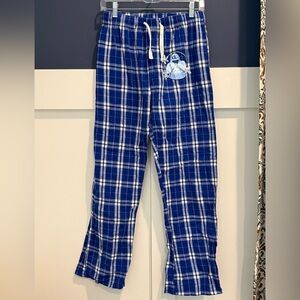 Blue Plaid Lounge Pants with Snowman Design Size Men’s S